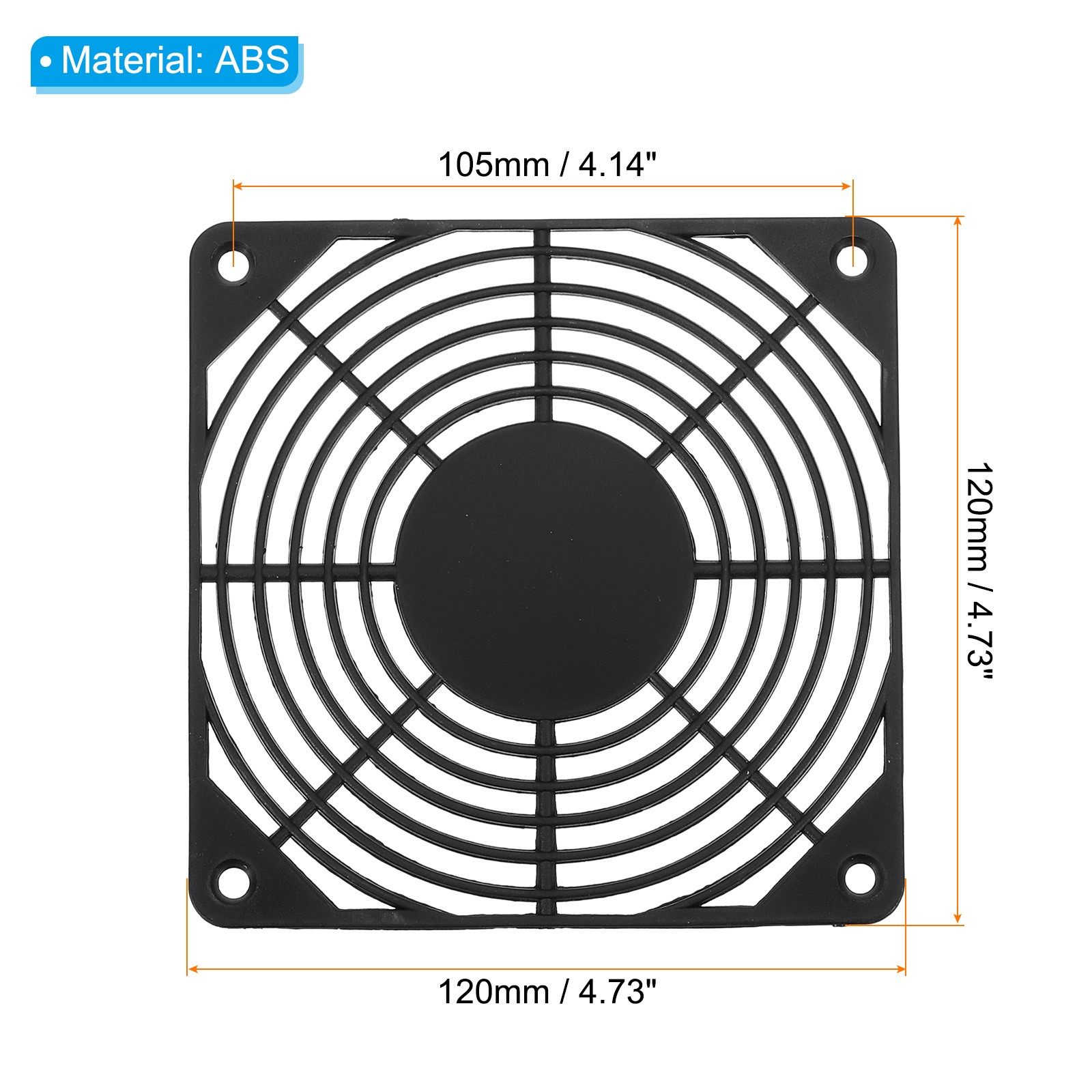4Pack 120mm Fan Filter ABS Plastic Ventilator Grill Protector Guard Black