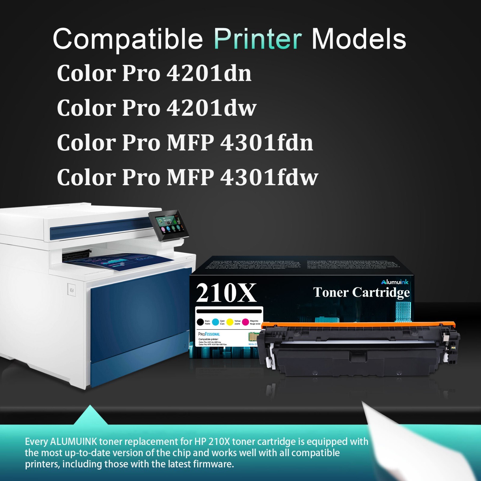 210X 4-Pack High Yield Toner for HP Color LaserJet Pro 4201dn 4201dw (W2100X)