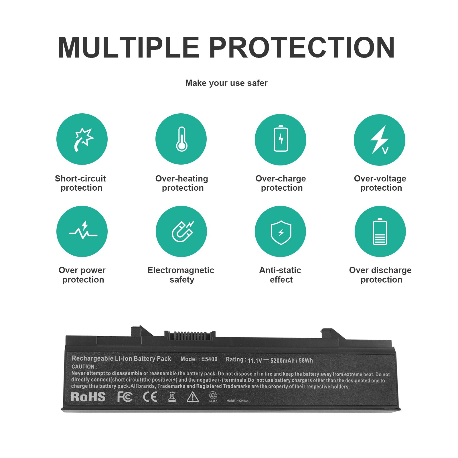 5200mAh Battery for Dell Latitude E5400 E5500 E5410 E5510 E5550 PX644H KM74