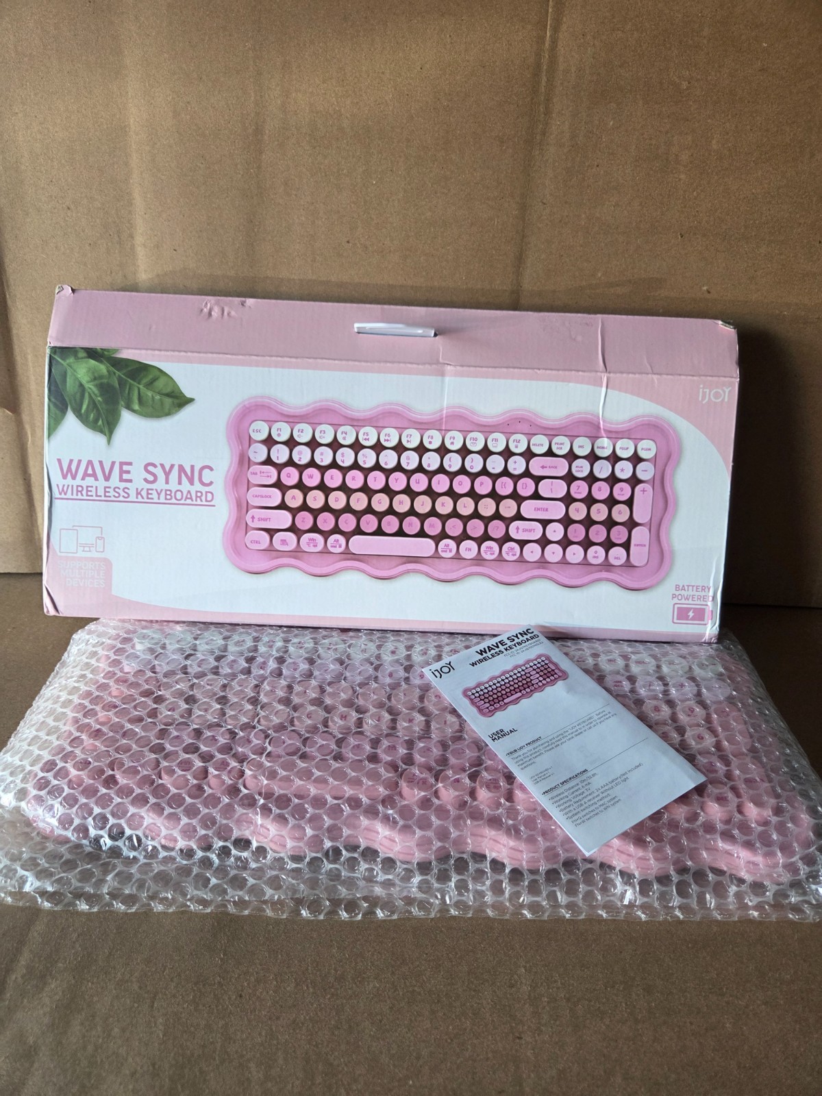 IJoy Wave Sync Compact Round Key Wireless QWERTY Keyboard Pink IJ10498-TT