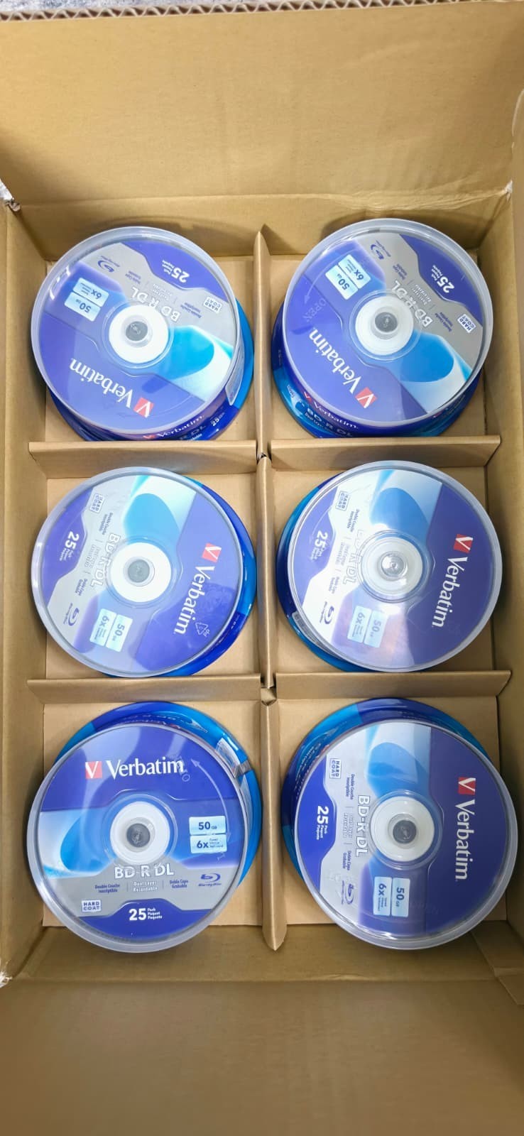 Verbatim 98356 25pk BD-R DL 50GB 6X Dual Layer Blu-ray Bluray Blank Discs