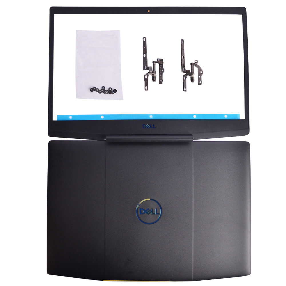 LCD Back Cover Blue Logo 747KP+LCD Front Bezel+Hinges+Screws For Dell G3 15 3590