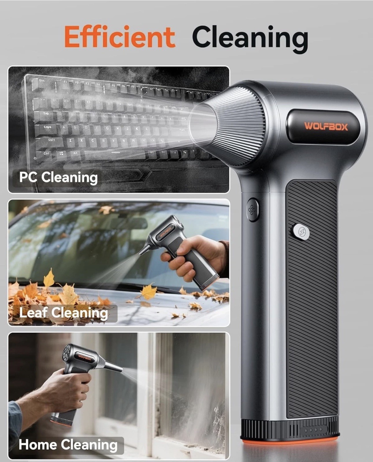 WOLFBOX Handheld MF200 Electric Air Duster with Removable Battery Mini Blower 1