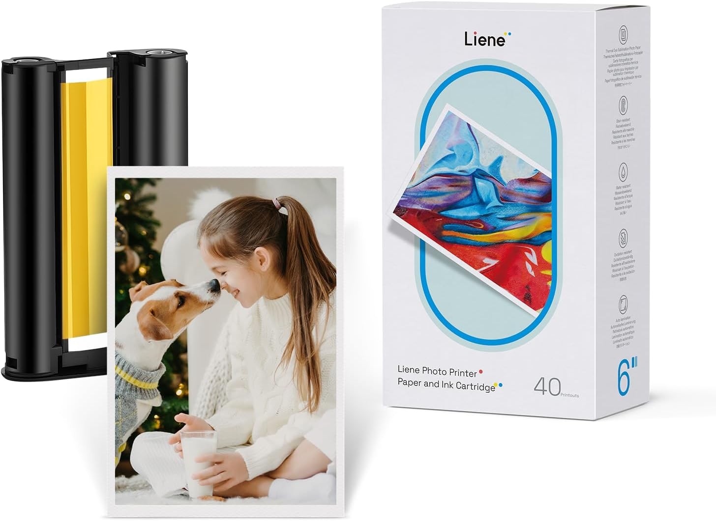 Compatible for Liene Amber M100/M200/M110/M210 4×6″ 80 Papers and 2 Ink Refills