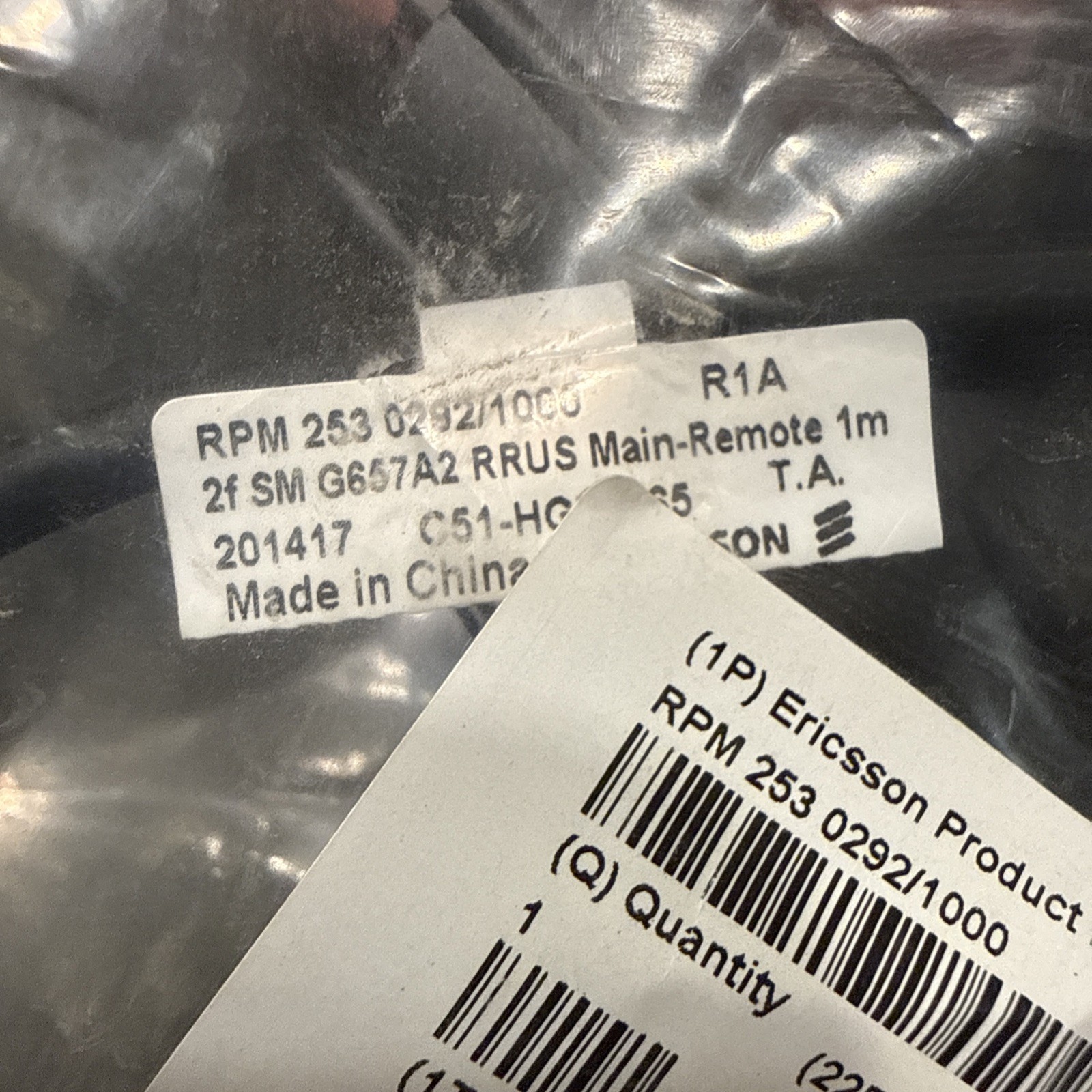 Ericsson RPM 253 0292/1000 1M Cable 2F SM G657A2 RRUS Main Remote