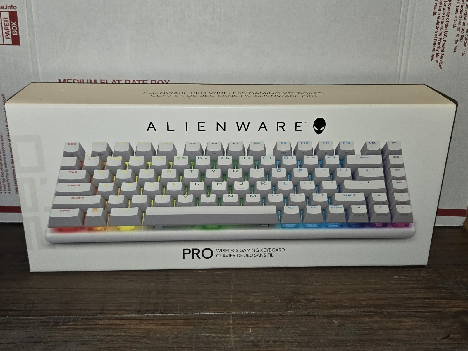 New, Sealed! Alienware Pro Wireless Gaming Keyboard Bluetooth Lunar Light X3V4D
