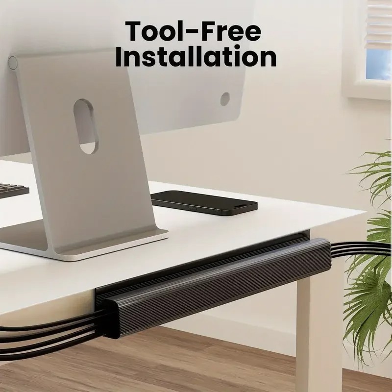 1pc PVC Desk Cable Tray Cable Management Under Desk Channel Cable Raceway 40cm