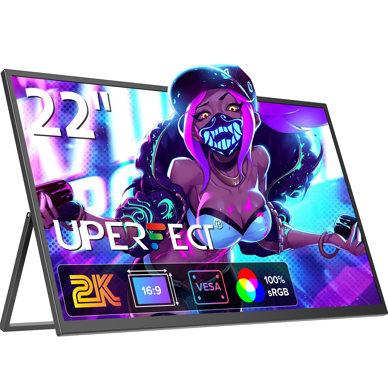 UPERFECT 22 Inch 2K Gaming Monitor Larger Screen with Stand &VESA Wall Mountable