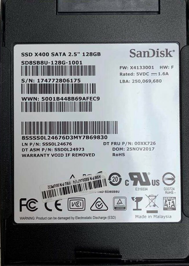 128GB SanDisk 2.5” SSD Solid State Drive SATA III 128GB For Laptop