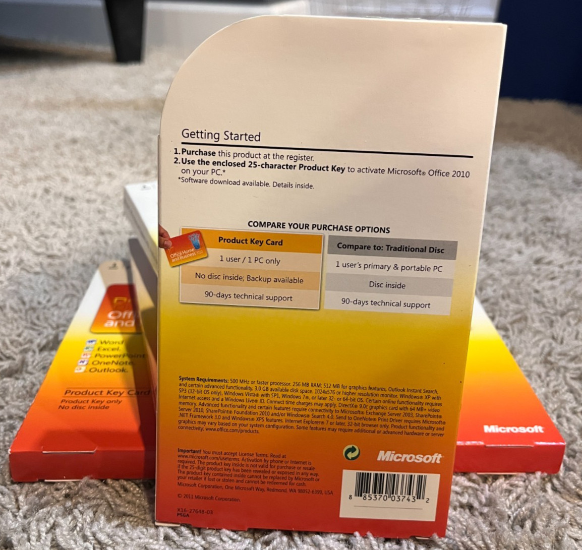 MICROSOFT Office Home and Business 2010 Product Key Card Only
