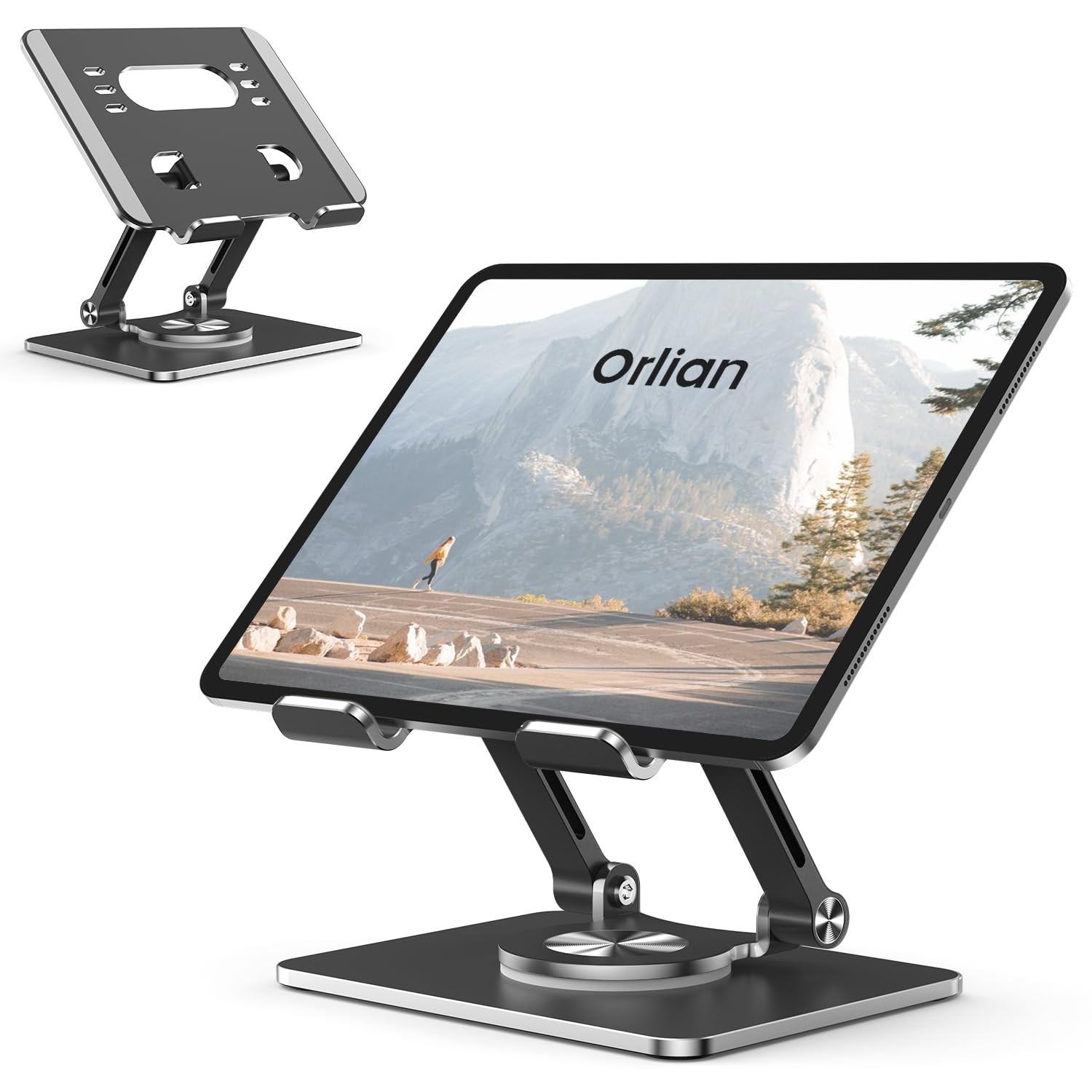Tablet Stand Holder with Thickened 360°Rotating Base Dual Rod Adjustable 5.8-…