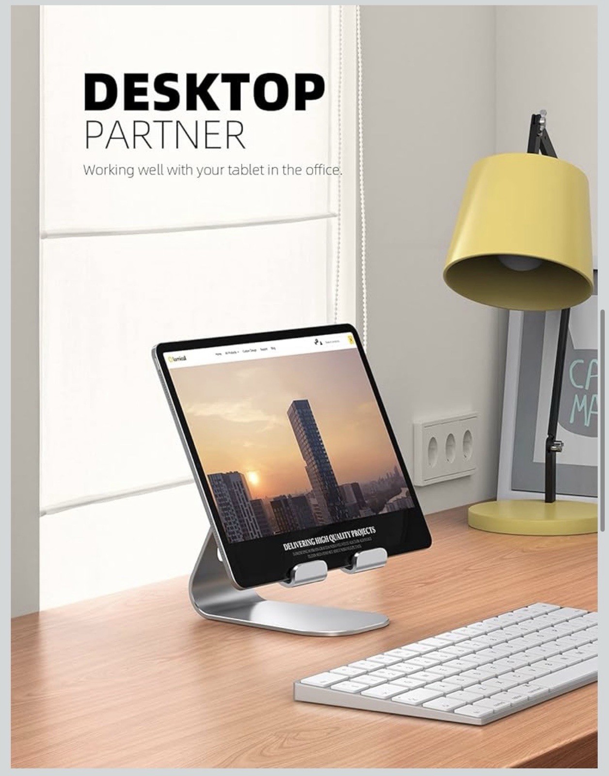 Lamicall Adjustable Anti-Slip Aluminum Desktop Tablet Stand, Silver 4-13 in