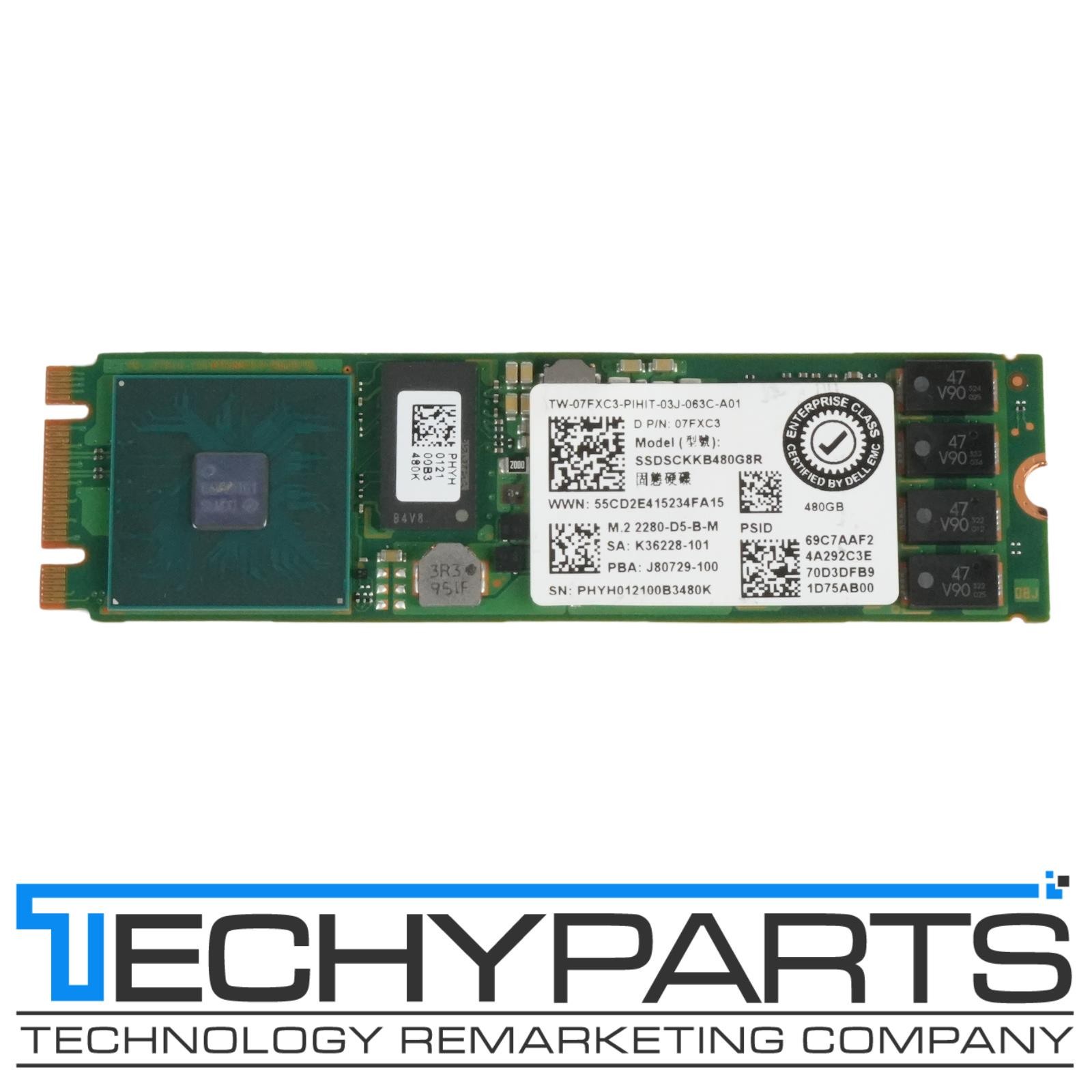 Dell 7FXC3 Intel 480GB SSD D3-S4510 M.2 2280 SATA 6G 3D2 TLC SSD SSDSCKKB480G8R