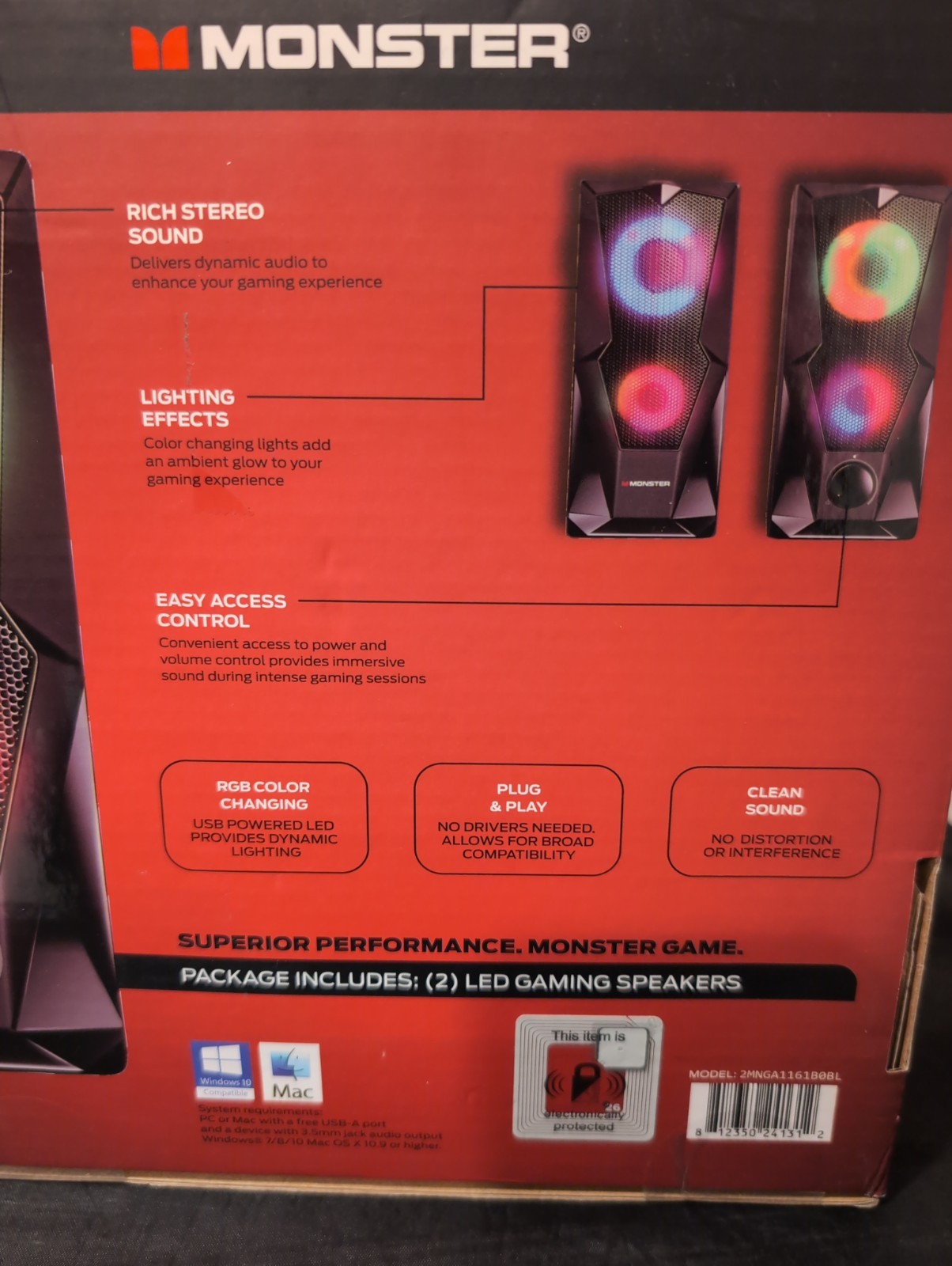 Monster USB-A Powered Gaming Speakers With LED 2 Pack