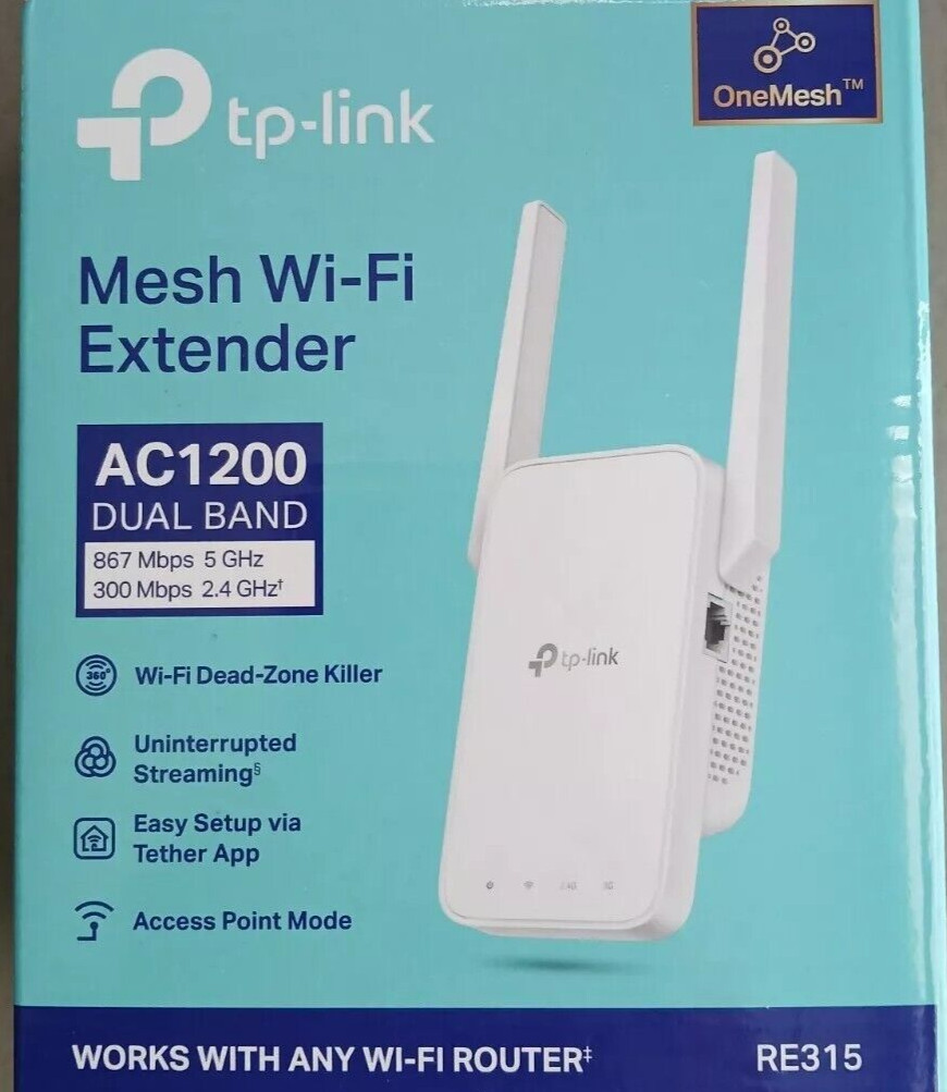 **NEW** TP-Link AC1200 RE315 Wi-Fi OneMesh Extender, 1.2Gbp booster, Dual Band
