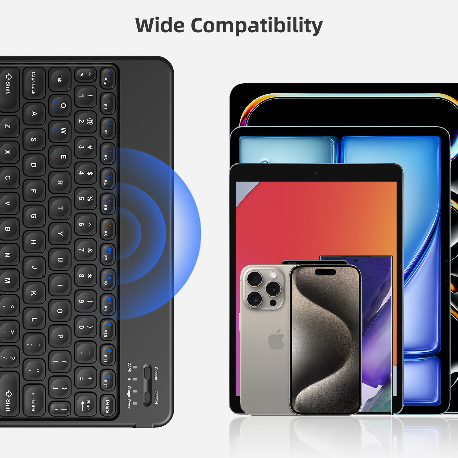 Keyboard Wireless Bluetooth Type-C Charging Port for Computer Laptop iPad Keypad