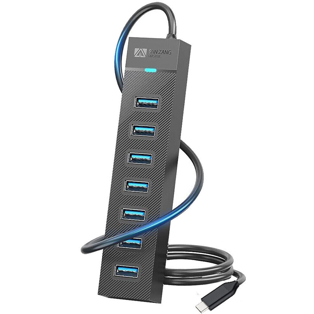 SANZANG 7 Port USB 3.0 Hub Splitter Adapter High Speed For PC Mac Pro Desktop US