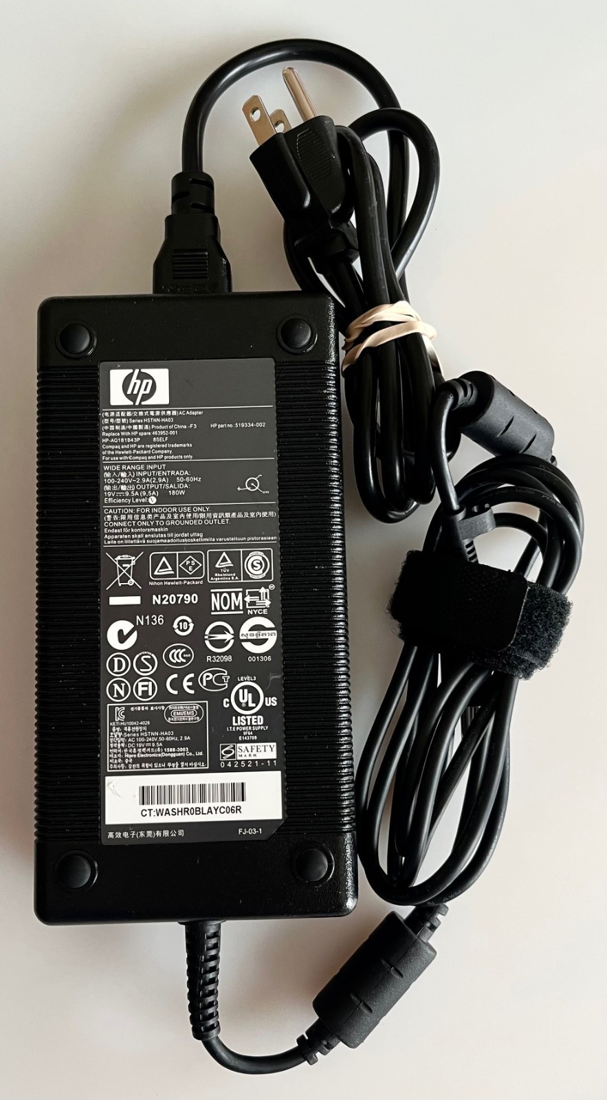 Genuine HP HP-AQ181B43P Adapter 100-240VAC input 19VDC 9.5A 180W output – Tested