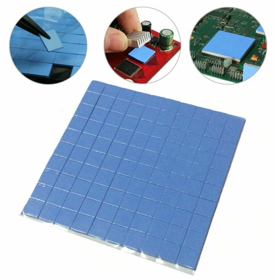 100PCS 10*10*2mm GPU CPU Heatsink Cooling Thermal Conductive Blue Silicone Pad