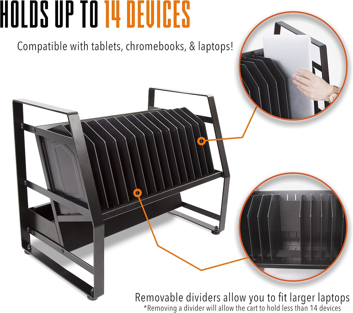 Line Leader 14 Device Open Charging Cart for Laptops Tablets & Chromebooks