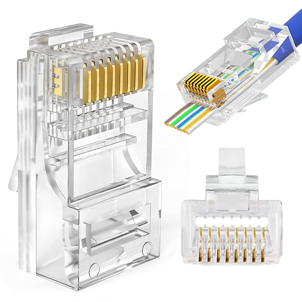 100pcs RJ45 Pass Through Modular Plug Network Cable Connector End 8P8C CAT6 CAT5