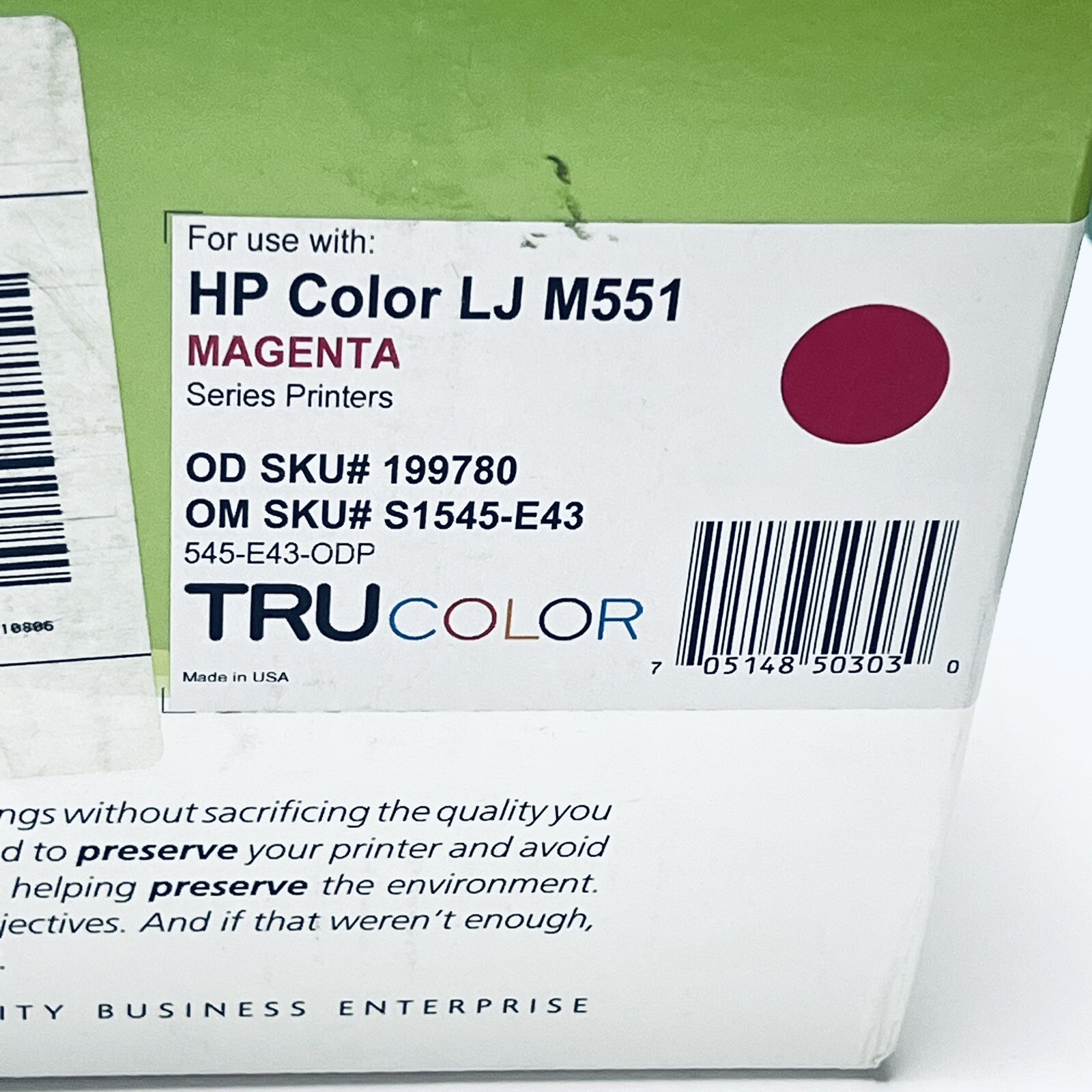 IPW Toner Cartridge 545-E43-ODP for use w/HP Color LJ M551 Magenta
