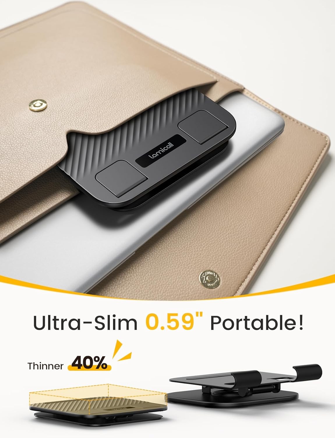 Lamicall Adjustable iPad Stand for Desk – [Ultra-Slim Foldable][360°Rotation] T