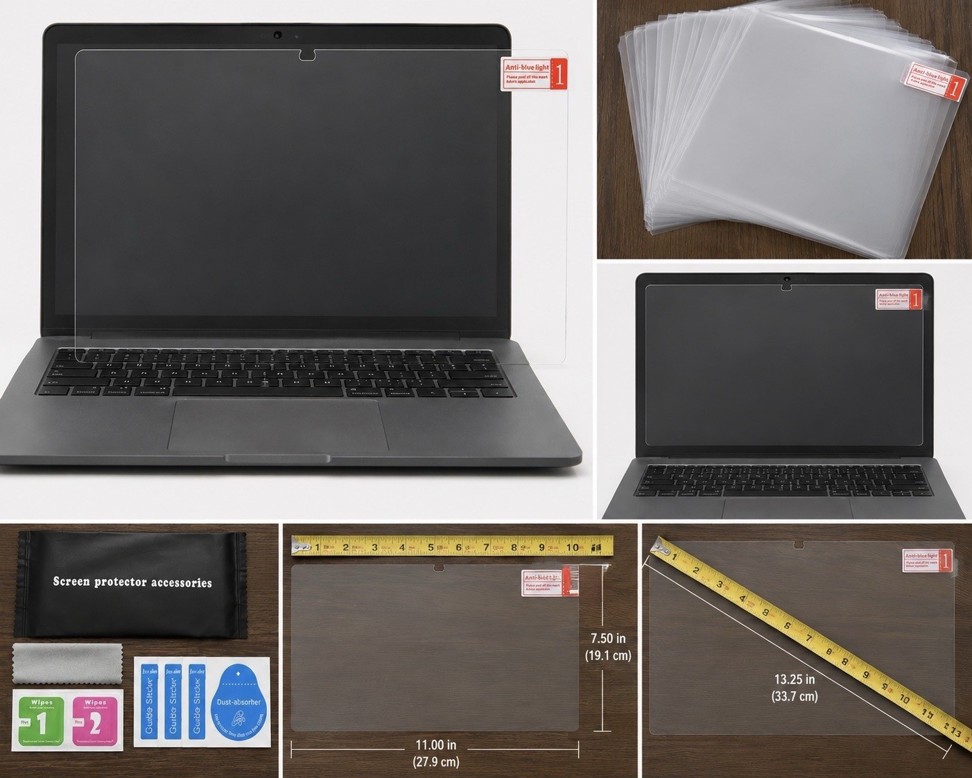 Bulk Lot 10 Anti Blue Light Screen Protector Kits 11”x 7.5” (13.25” Diagonal)