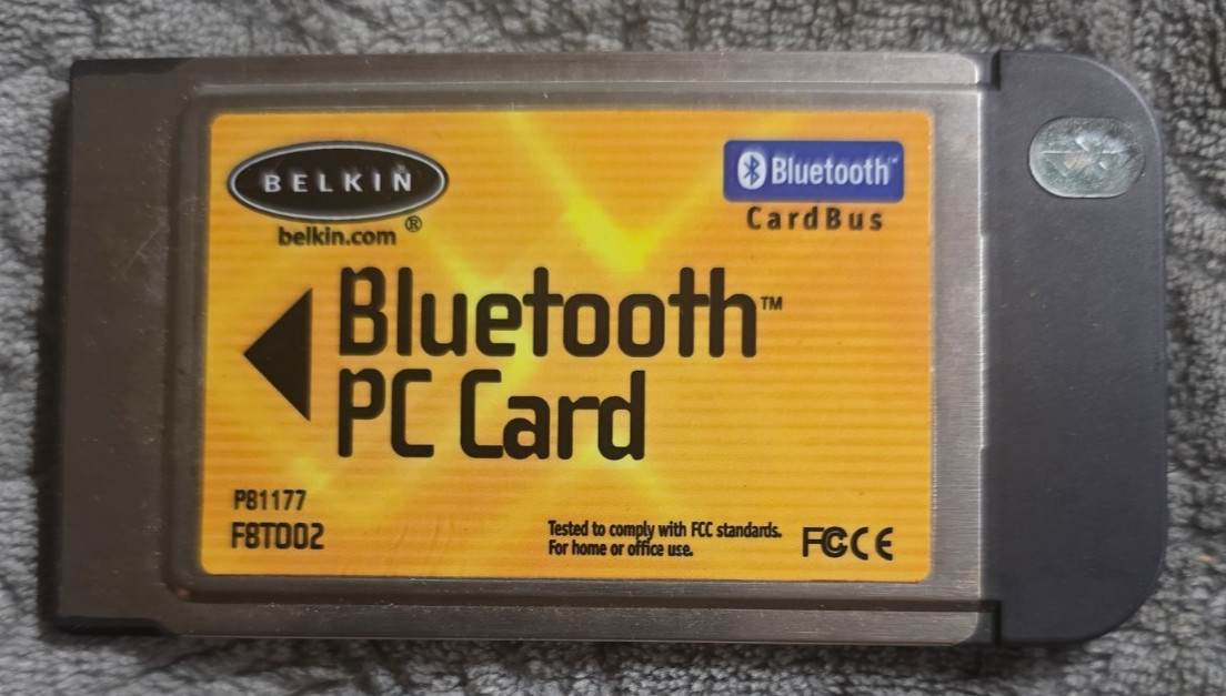 Belkin F8T002 Bluetooth PC Card CardBus Type II Laptop Adapter PCMCIA ~ Untested