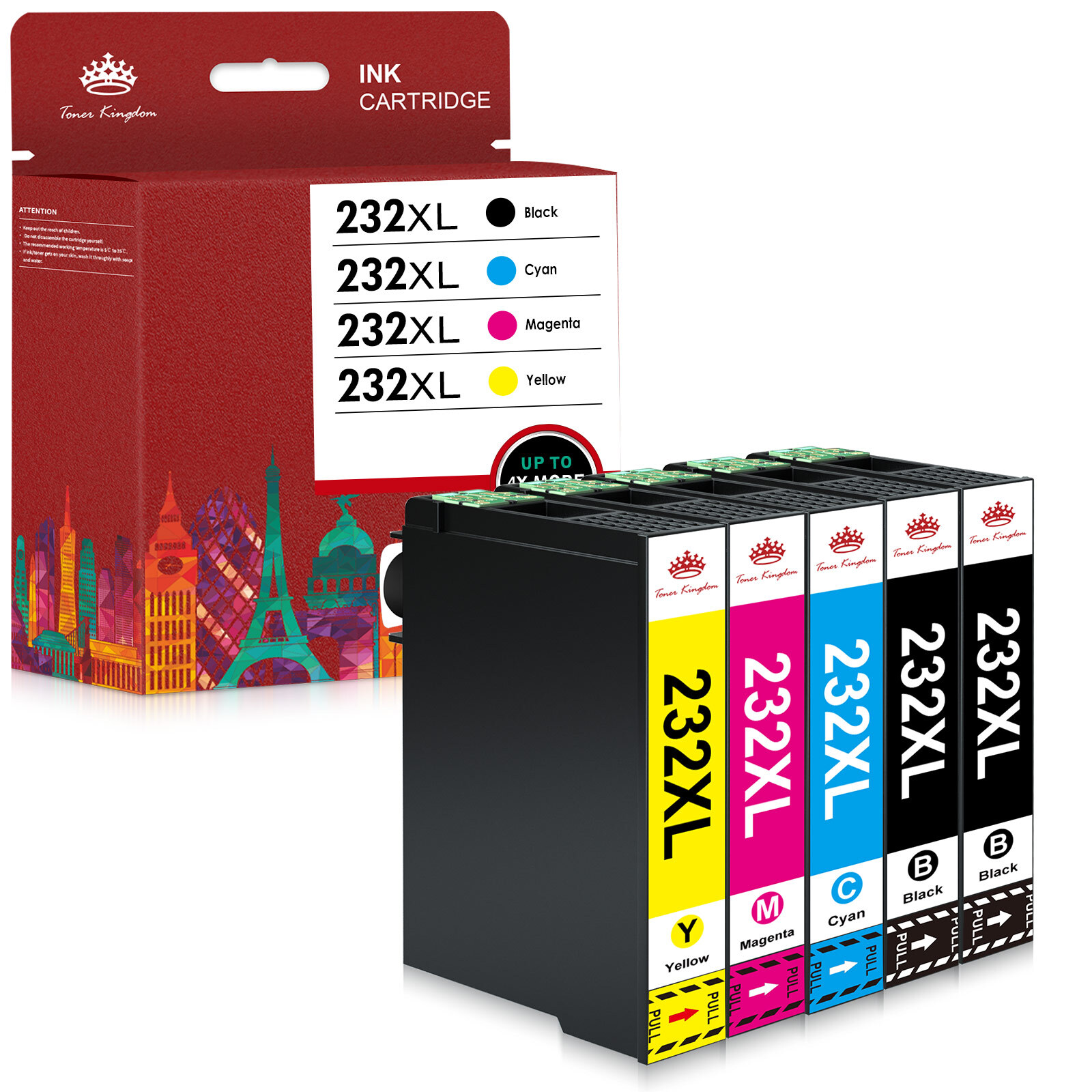 5PK for Epson 232XL 232 Ink Cartridges for Epson XP-4200 XP-4205 WF-2930 WF-2950
