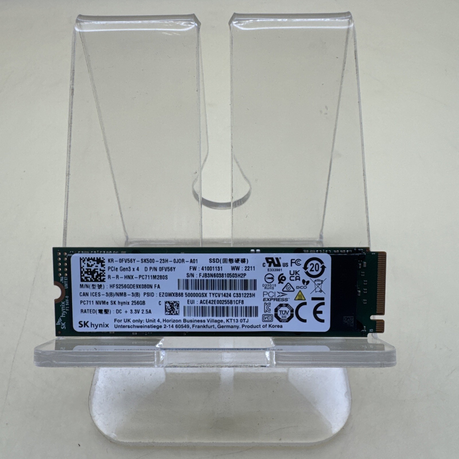 SK HYNIX 256GB M.2 2280 PCIE GEN3 PC711 NVME SSD HFS256GDE9X080N 0FV56Y