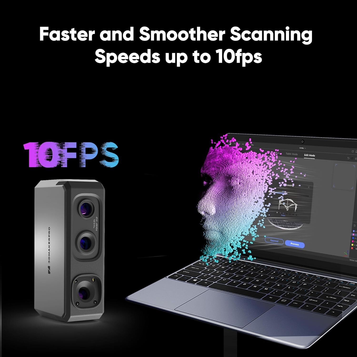 3DMakerpro Handheld 3D Scanner 10FPS for 3D Printing 0.02mm Accuracy Seal Lite