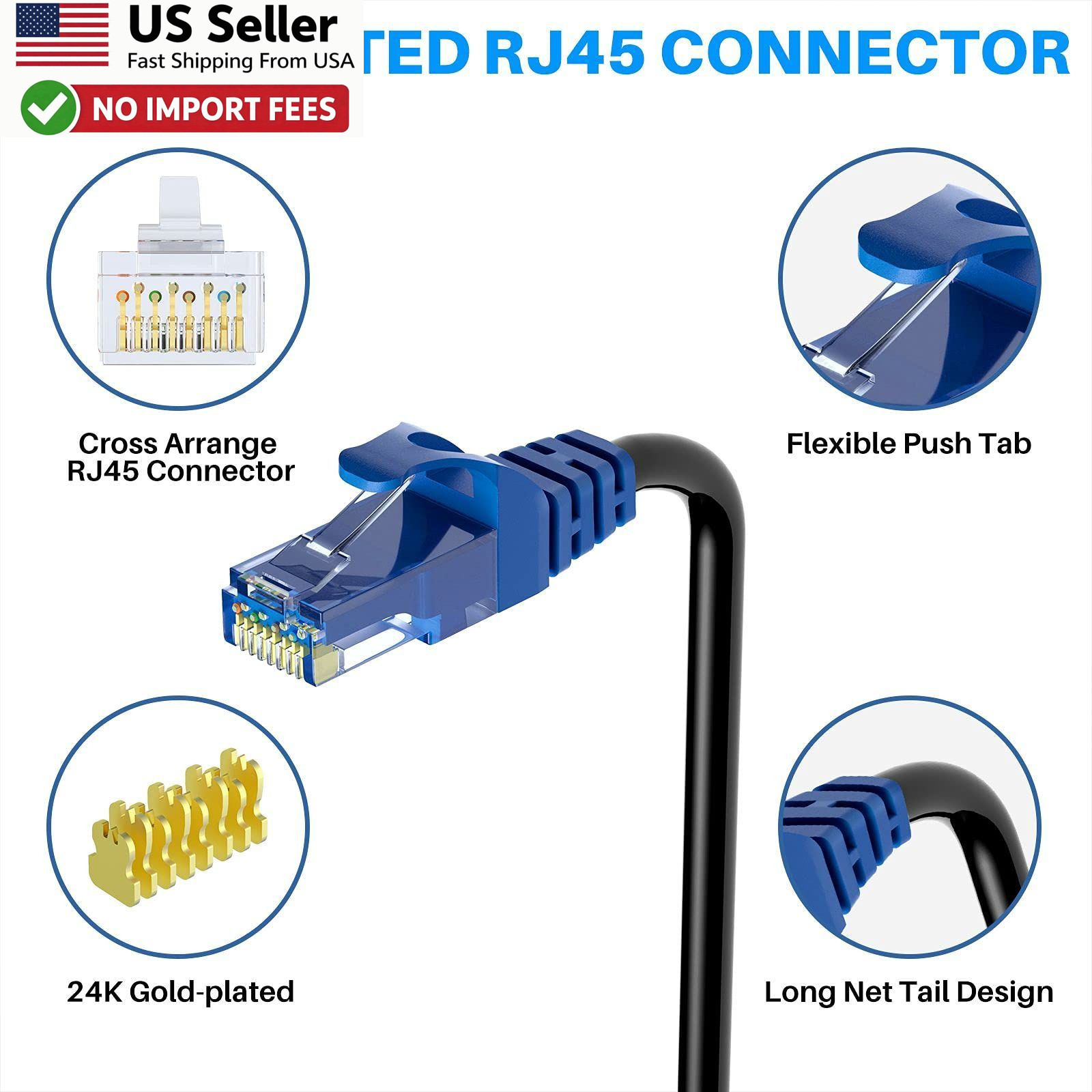 Adoreen Cat6 250ft Outdoor Ethernet Cable Waterproof Direct Burial RJ45 FROM USA