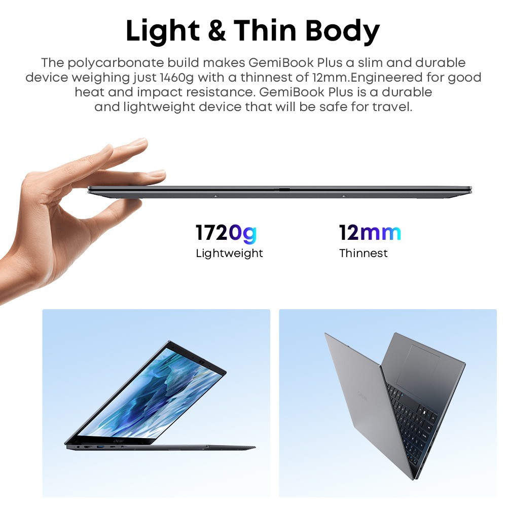 CHUWI GemiBook Plus 15.6″ Windows 11 Laptop, Intel N100, 8/16GB RAM, 256/512 SSD