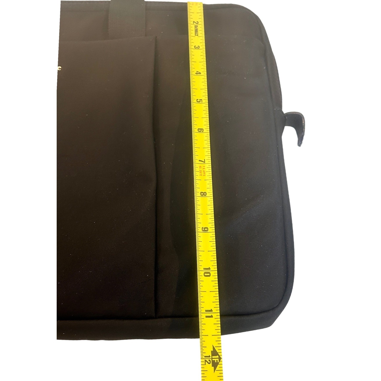 Kate Spade Black Nylon Laptop Bag Briefcase Striped Lining Gold Logo Tech Case