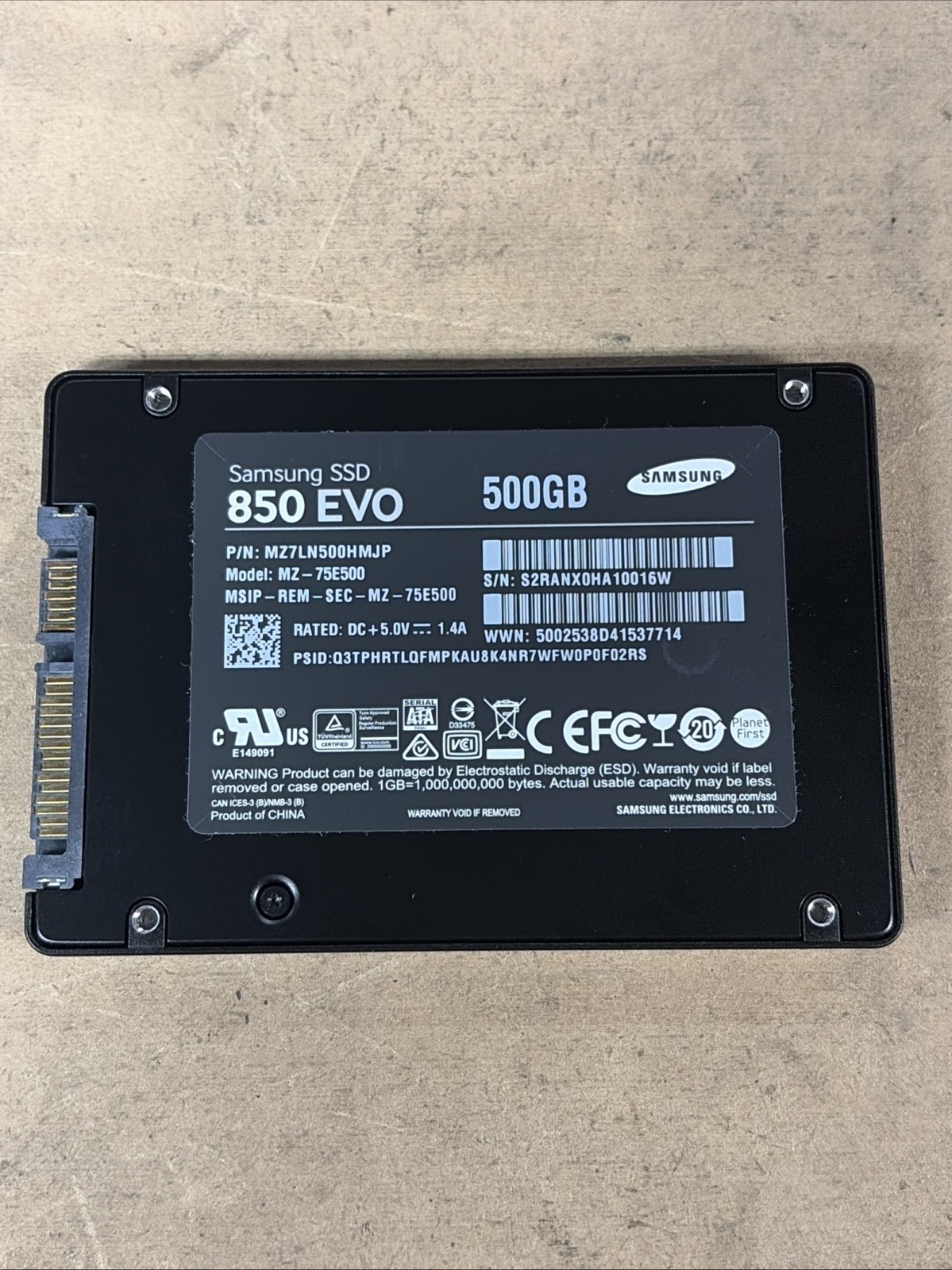 Samsung 850 EVO 500GB 2.5″ SATA III SSD MZ-75E500 MZ7LN500HAJQ