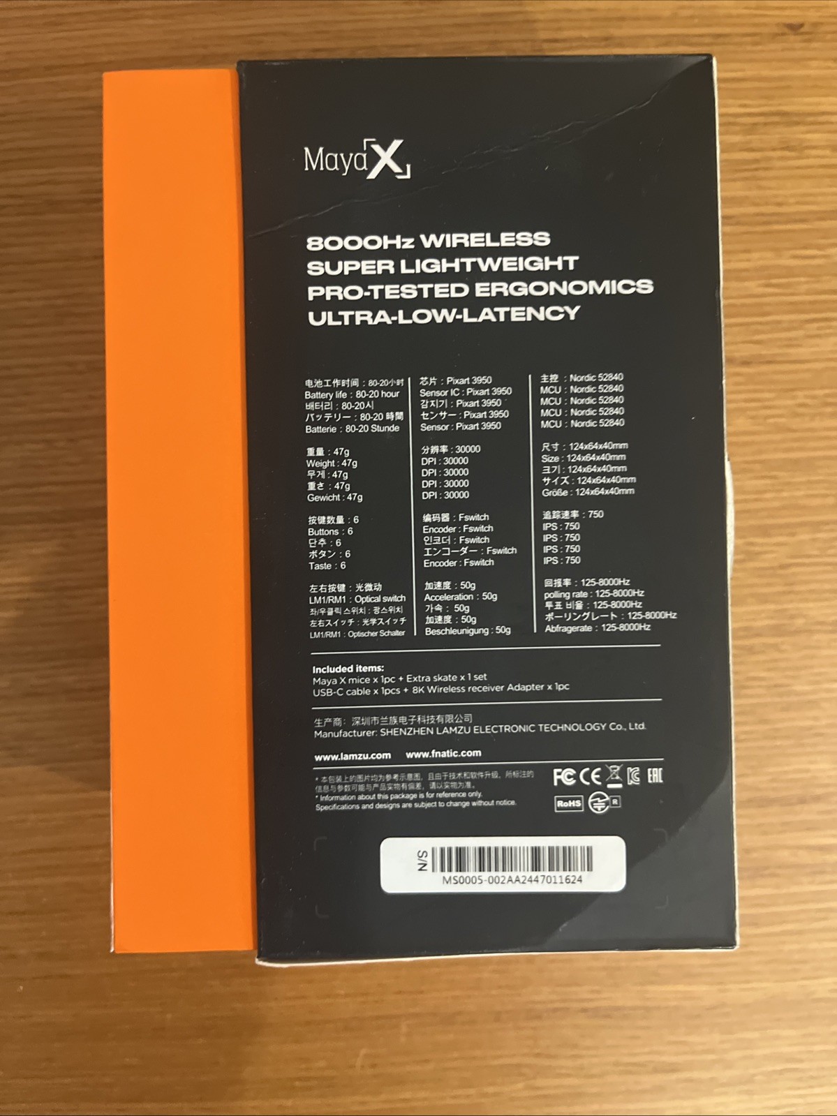 Fnatic x Lamzu Maya X 8K Special Edition orange