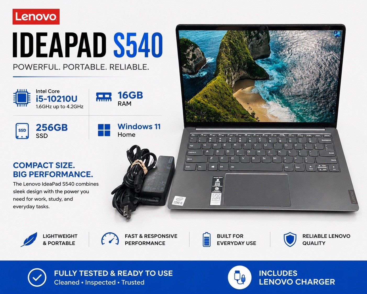 Lenovo IdeaPad S540 81XA 13.3″ i5-10210U 1.6GHz 16GB RAM 256GB SSD Win11H