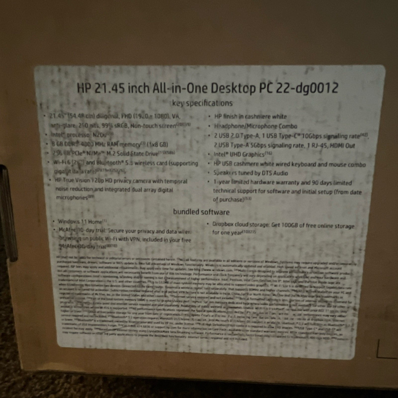 HP 22-dg0012 21.45″ All-in-One Desktop PC Intel N200 8GB 256GB SSD Windows 11