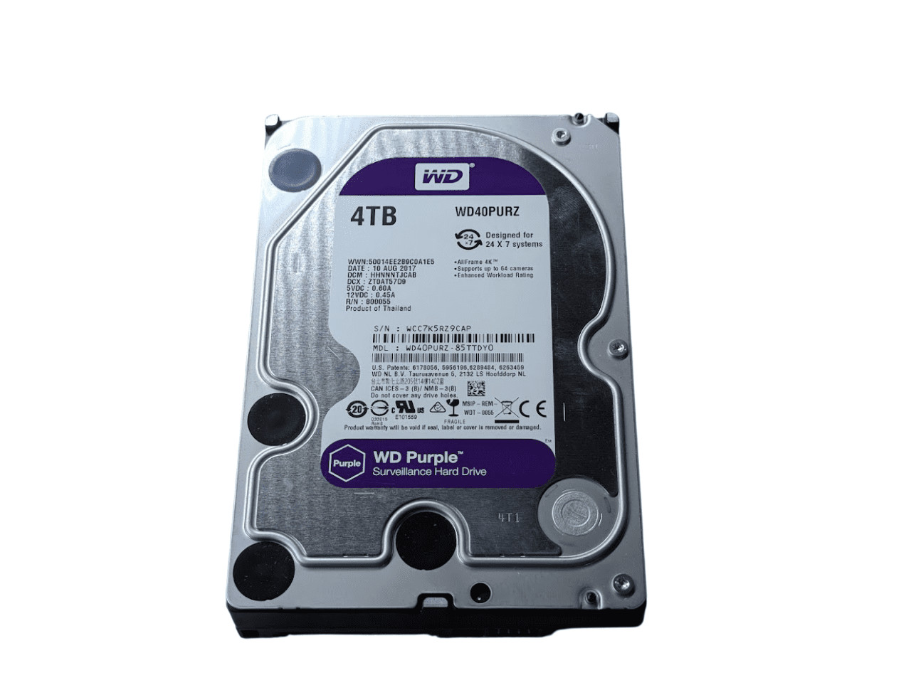 Western Digital 4TB WD40PURZ Purple SATA 6Gb/s 3.5″ Hard Drive –