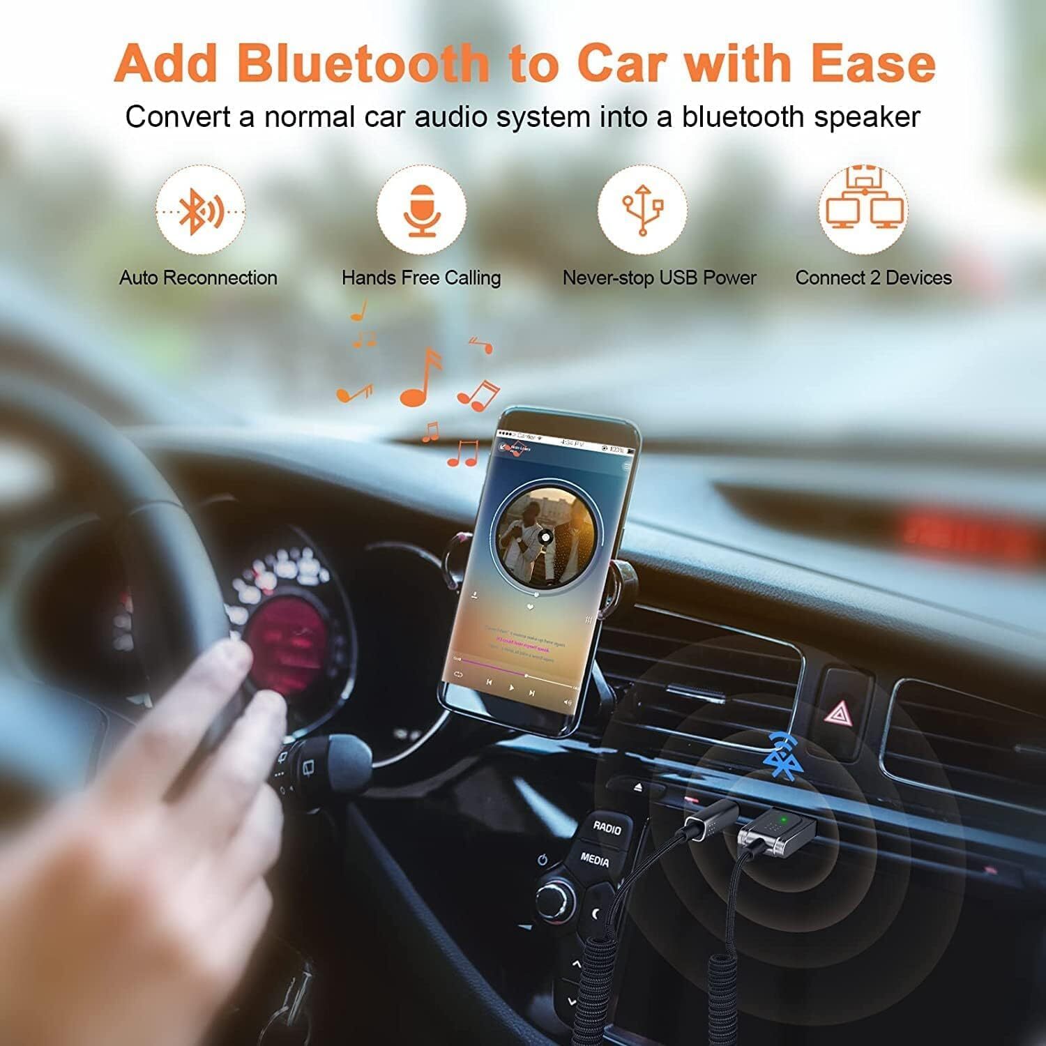 USA Aux to Bluetooth 5.1 Adapter 3.5mm Bluetooth Receiver Microphone for Car Lot