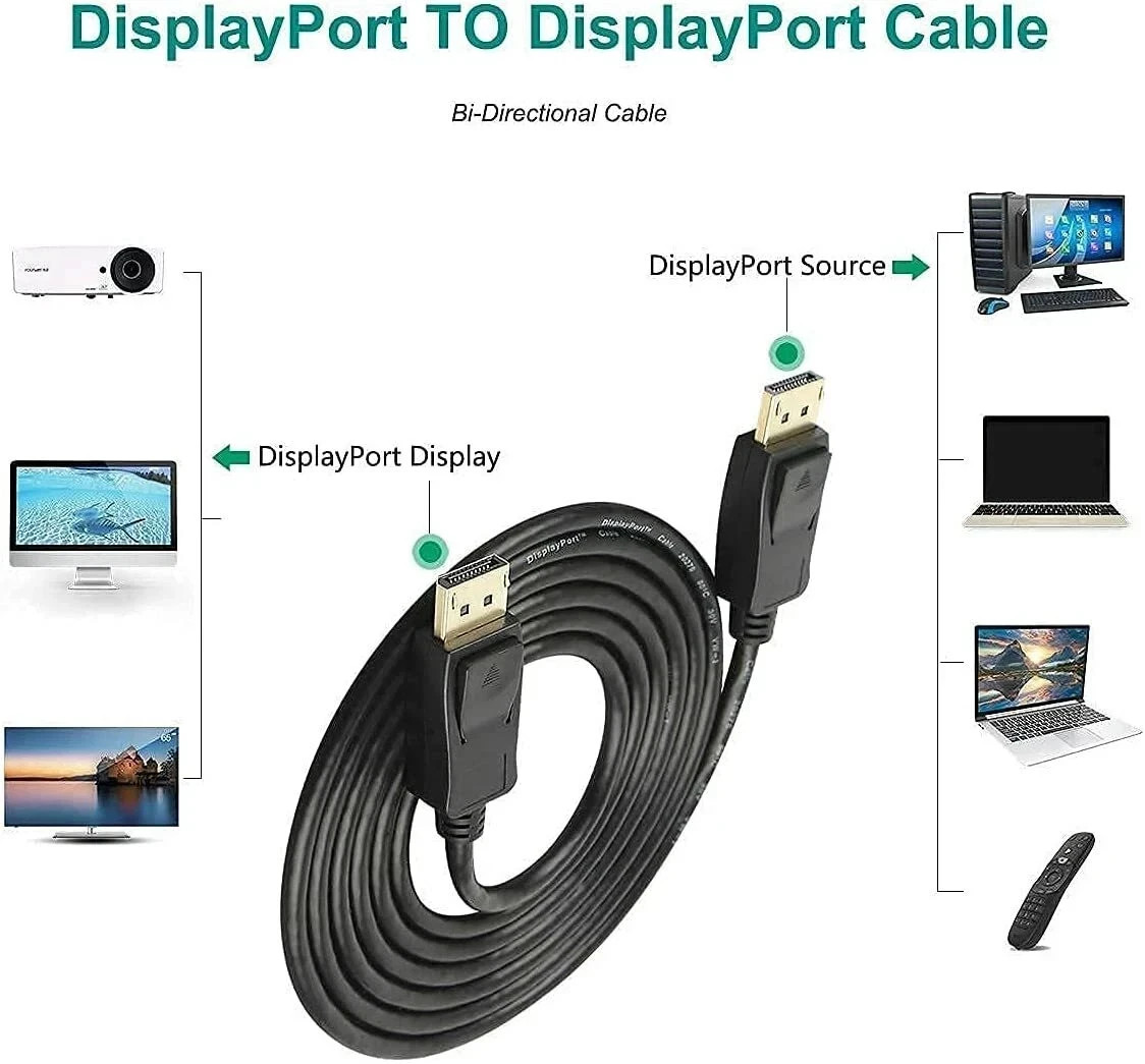 LOT Display port to Display Port DP Male to Male Cord 4K HD w Latches 6/10/15FT