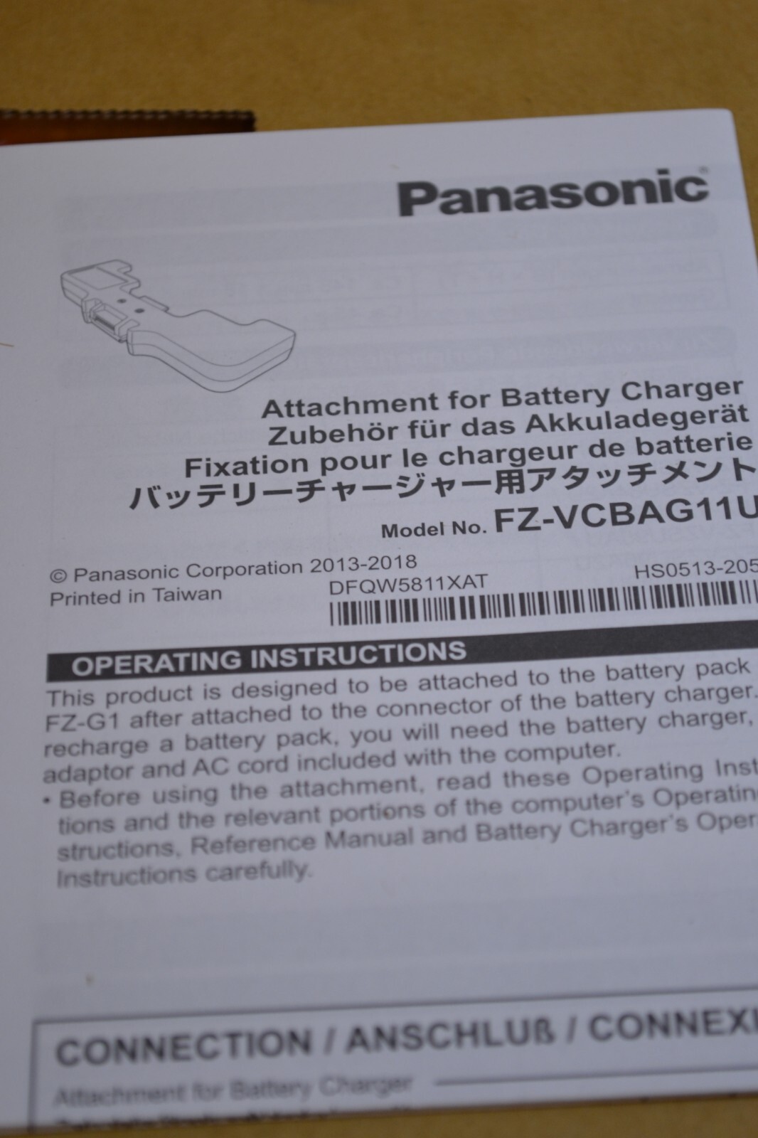 GENUINE Panasonic FZ-VCBAG11U Attachment for Battery Charger