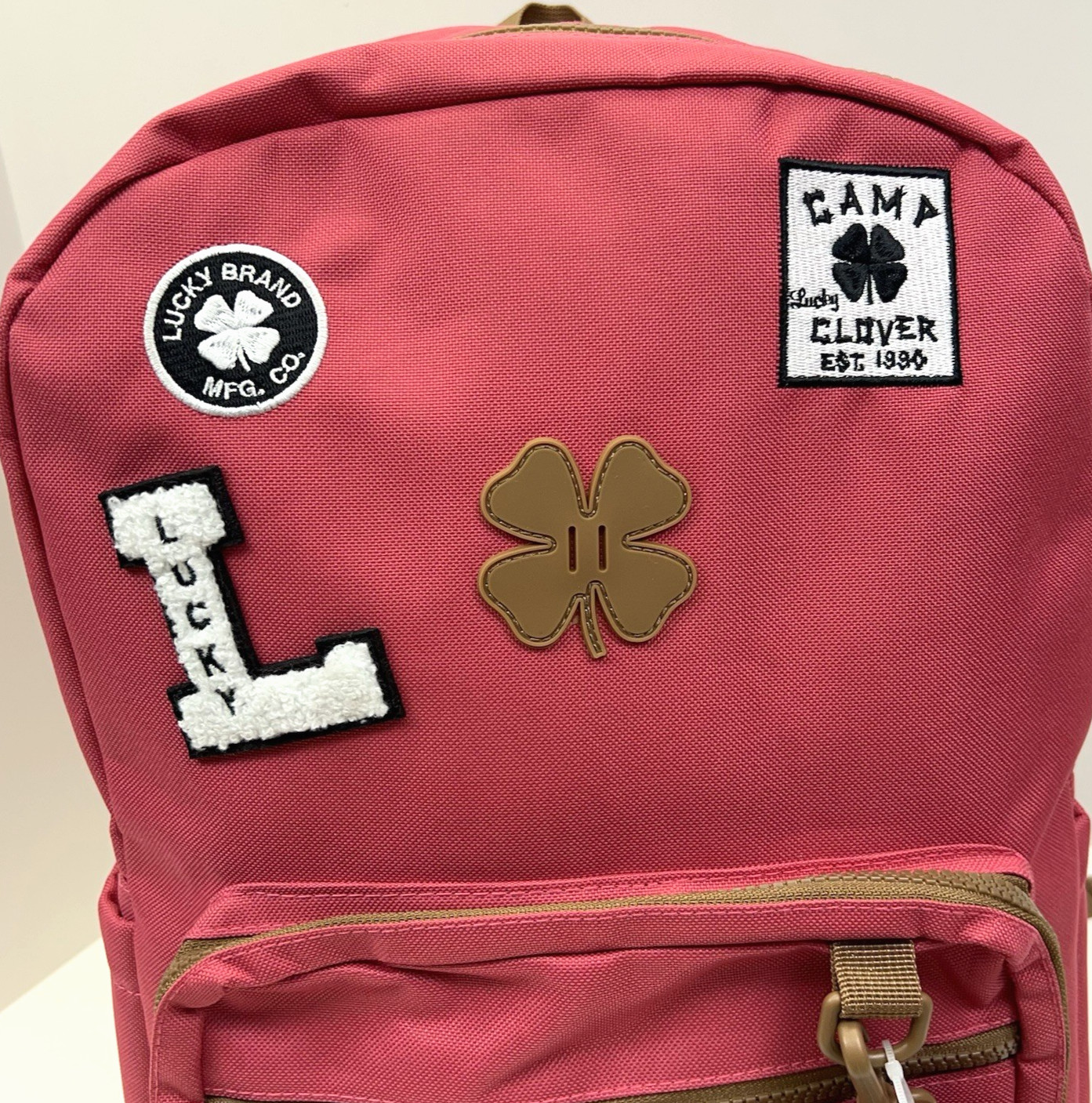 LUCKY BRAND Backpack 15″ Laptop Mini Bookbag Charm Patches Pink Canvas Urban NWT