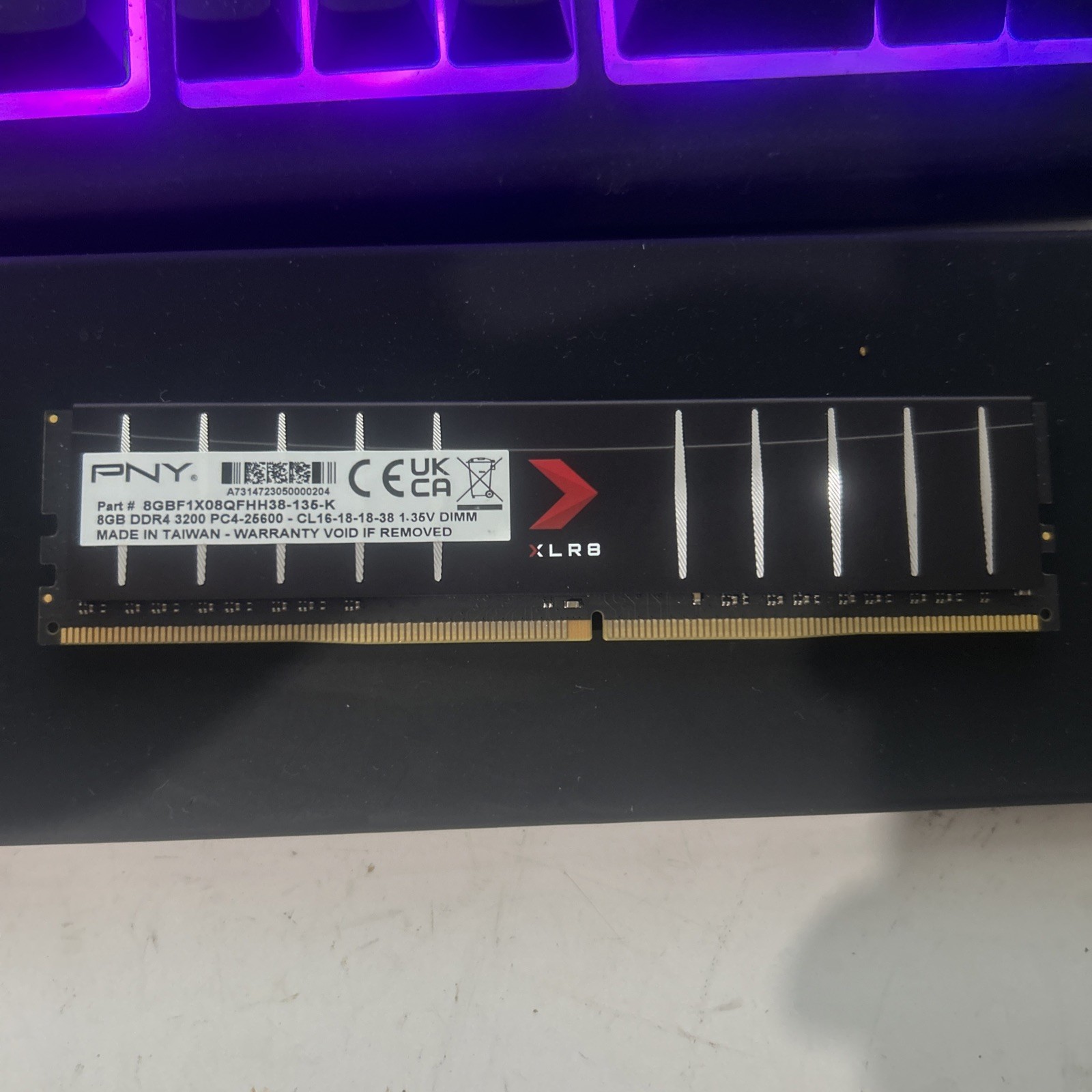 PNY XLR8 8GB DDR4 RAM 3200MHZ MEMORY USED
