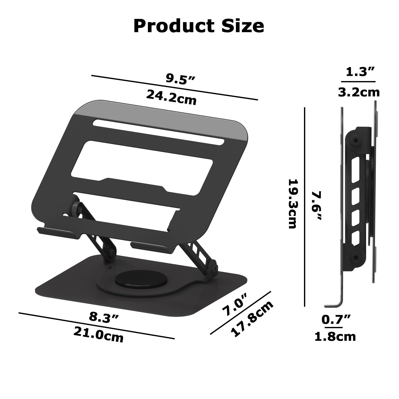 TAPMEI Adjustable Laptop Stand, 360 Rotating Computer Riser, Stable Base Stan…