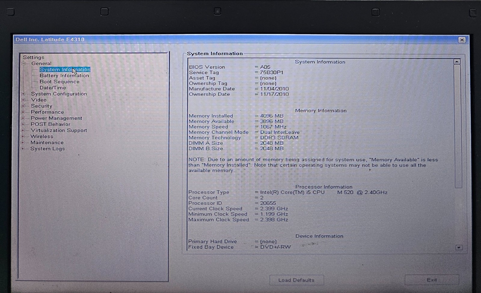 Dell Latitude E4310 13.3″ Laptop Intel Core i5-520M 4GB RAM NO HD/OS (FL)