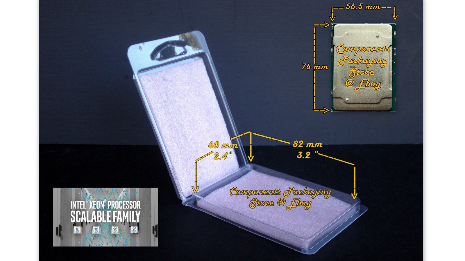 Intel Socket LGA4189 CPU Packaging Case Clam Shell + ESD Foam – Lot of 12 25 60