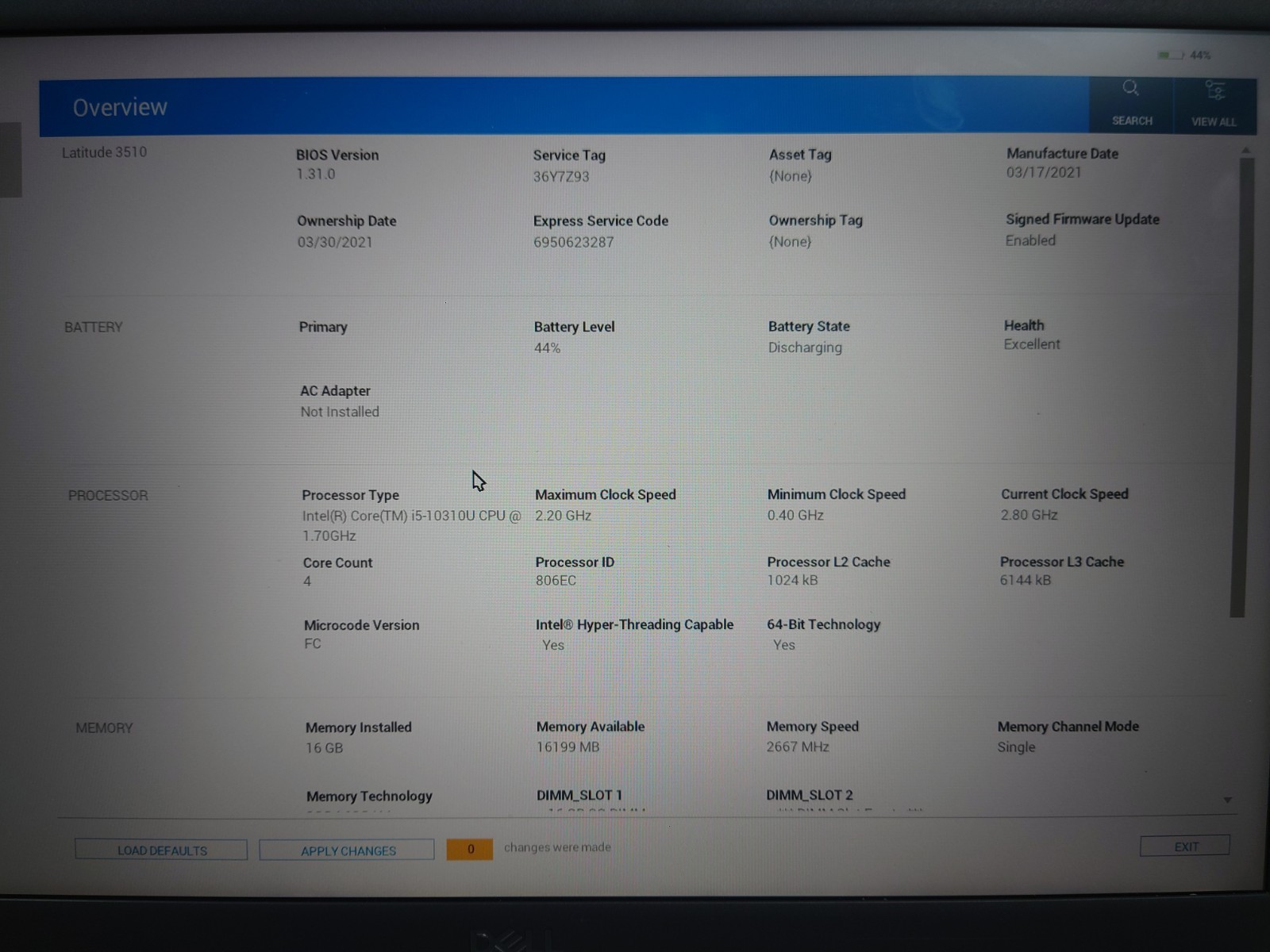 Dell Latitude 3510 15.6″ FHD i5-10310U 16GB RAM No OS/SSD
