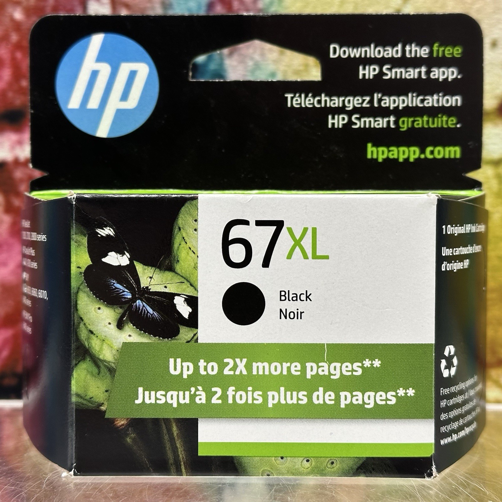 HP 67 XL Black Original Ink Cartridge Genuine Printing 2X More Pages Sealed NEW!